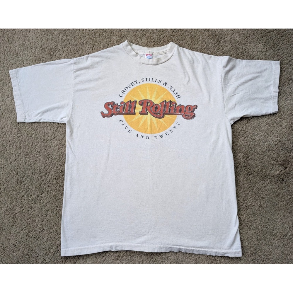 Vintage Crosby Stills‎ & Nash Shirt Mens Large Still Rolling Five and Twenty 90s